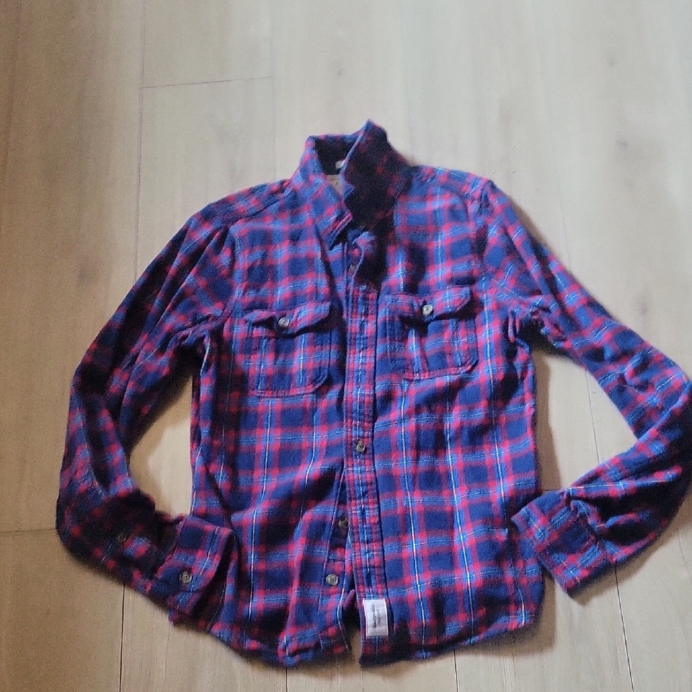 Men's Red and Blue Plaid Shirt